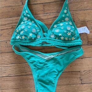 CupShe Floral Teal Bikini